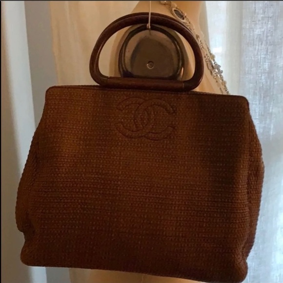 CHANEL Handbags - Chanel COCO Mark Straw Handbag